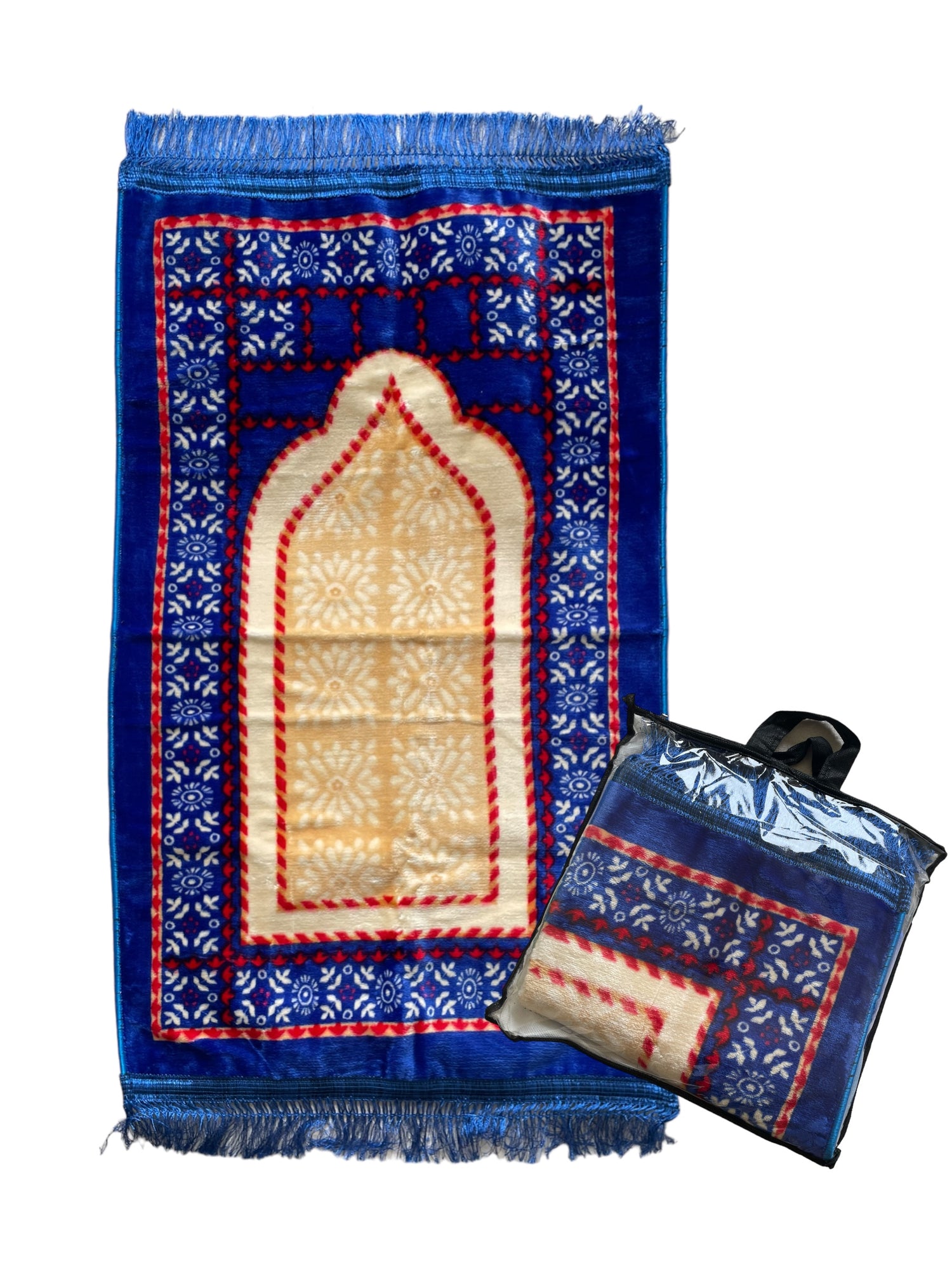 Umrah-Gebetsteppich Blau/Gold - Orient Zaman